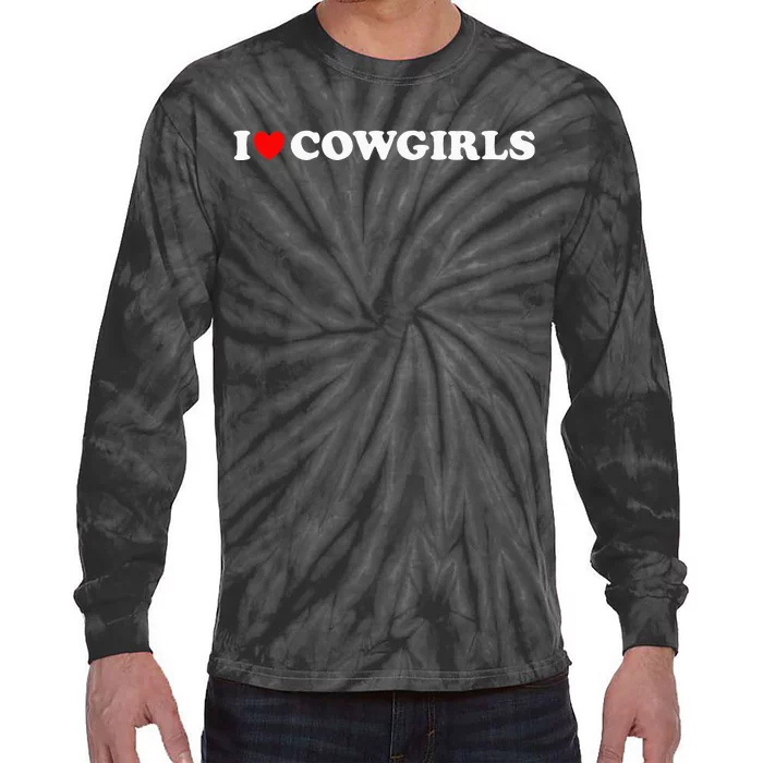 I Love Cow I Heart Cow Lover Funny Cowboy Lover Tie-Dye Long Sleeve Shirt