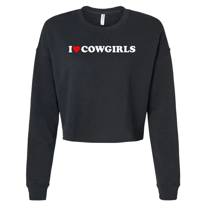 I Love Cow I Heart Cow Lover Funny Cowboy Lover Cropped Pullover Crew