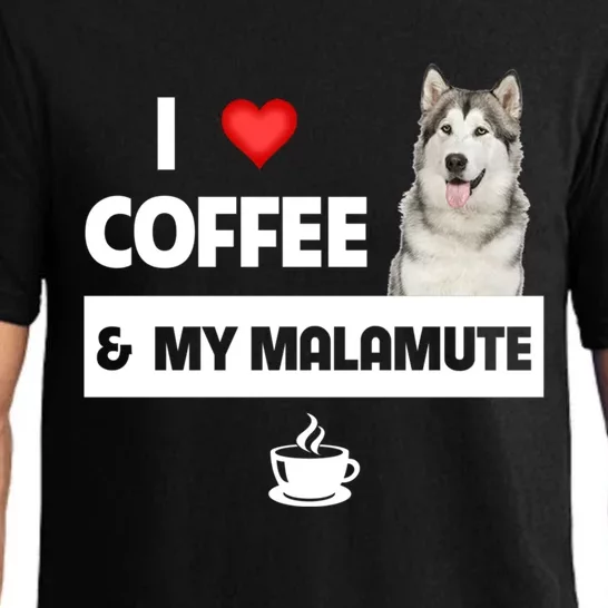 I Love Coffee And My Alaskan Malamute Paws Mom Dad Caffeine Gift Pajama Set