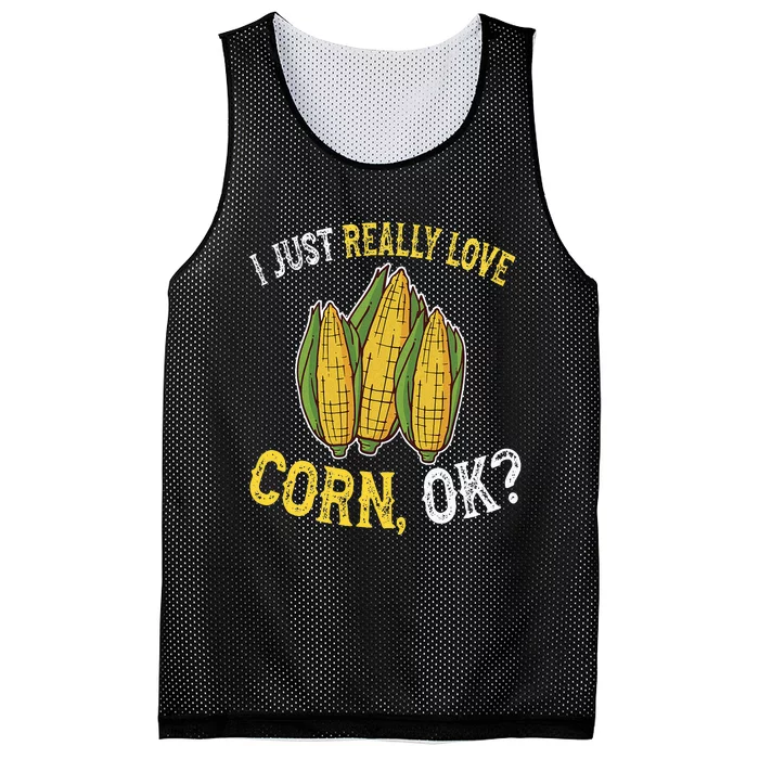 I Love Corn OK Cute And Funny Corn On The Cob Mesh Reversible Basketball Jersey Tank