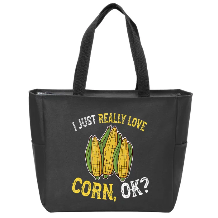 I Love Corn OK Cute And Funny Corn On The Cob Zip Tote Bag