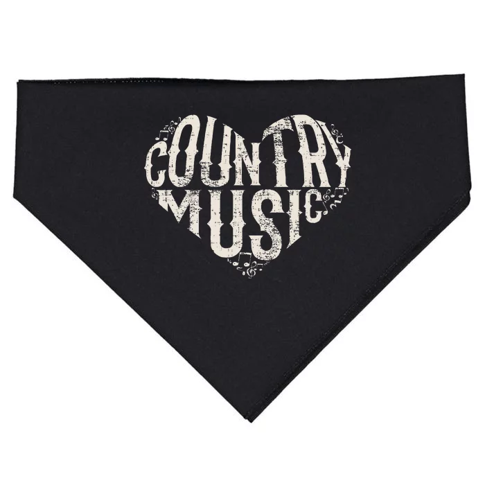 I Love Country Design Country Music Lover Gift Idea USA-Made Doggie Bandana