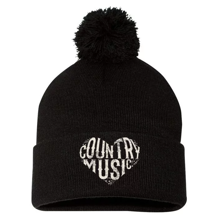 I Love Country Design Country Music Lover Gift Idea Pom Pom 12in Knit Beanie