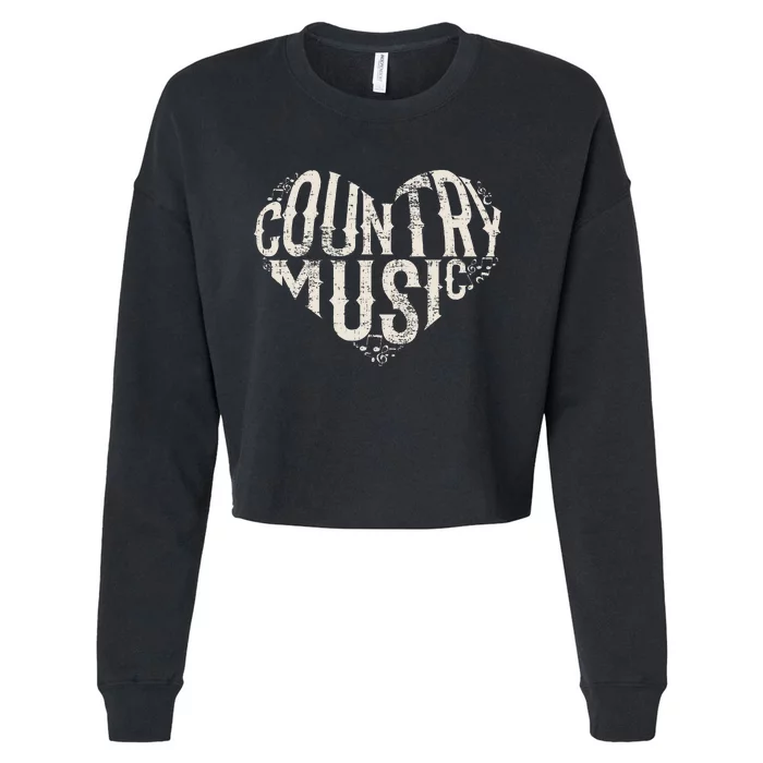 I Love Country Design Country Music Lover Gift Idea Cropped Pullover Crew