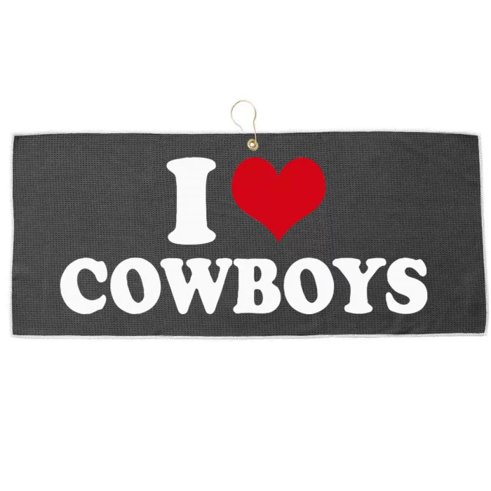 I Love Cowboys Large Microfiber Waffle Golf Towel