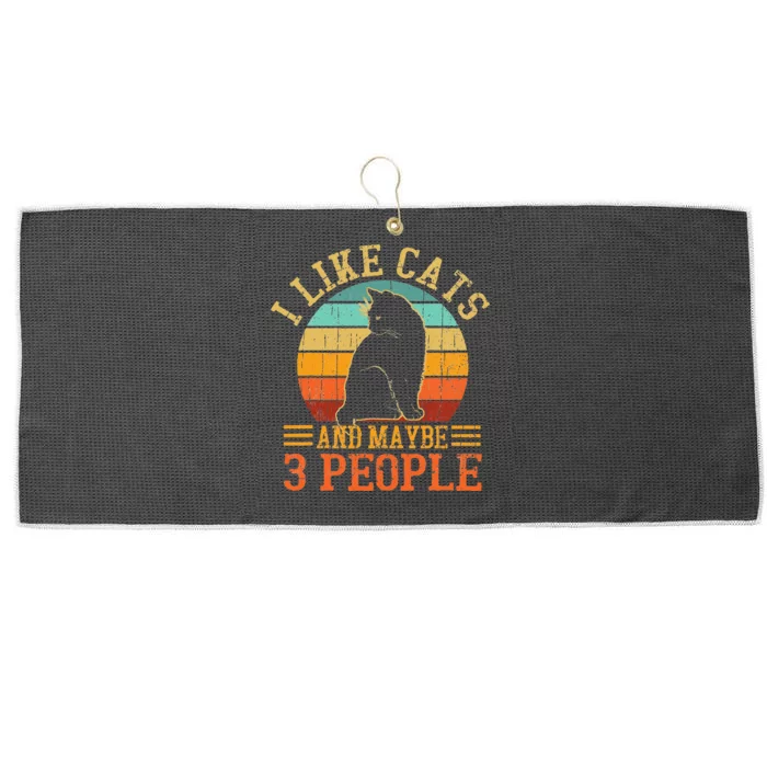 I Like Cats And Maybe 3 People Cat Funny Father's Day Large Microfiber Waffle Golf Towel