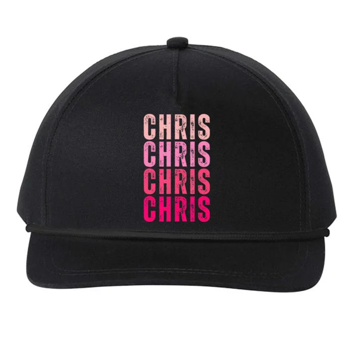 I Love Chris First Name Chris Vintage Snapback Five-Panel Rope Hat