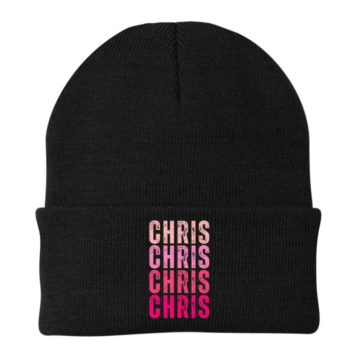 I Love Chris First Name Chris Vintage Knit Cap Winter Beanie