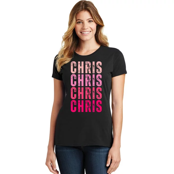 I Love Chris First Name Chris Vintage Women's T-Shirt