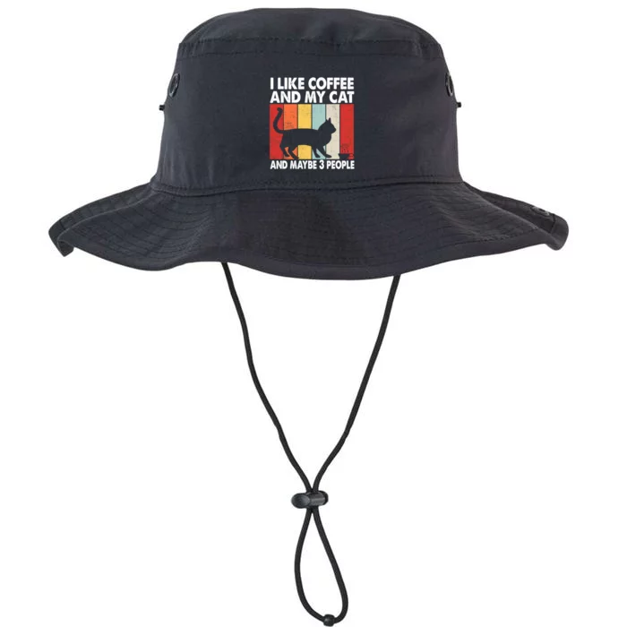 I Like Coffee And My Cat And Maybe 3 People Vintage Legacy Cool Fit Booney Bucket Hat