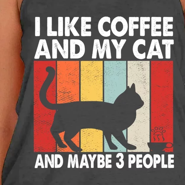 I Like Coffee And My Cat And Maybe 3 People Vintage Women's Knotted Racerback Tank