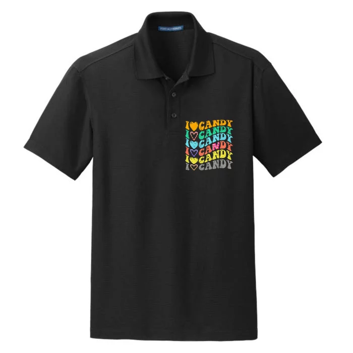 I Love Candy Halloween Party Cute Trick Or Treat Candyland Dry Zone Grid Performance Polo