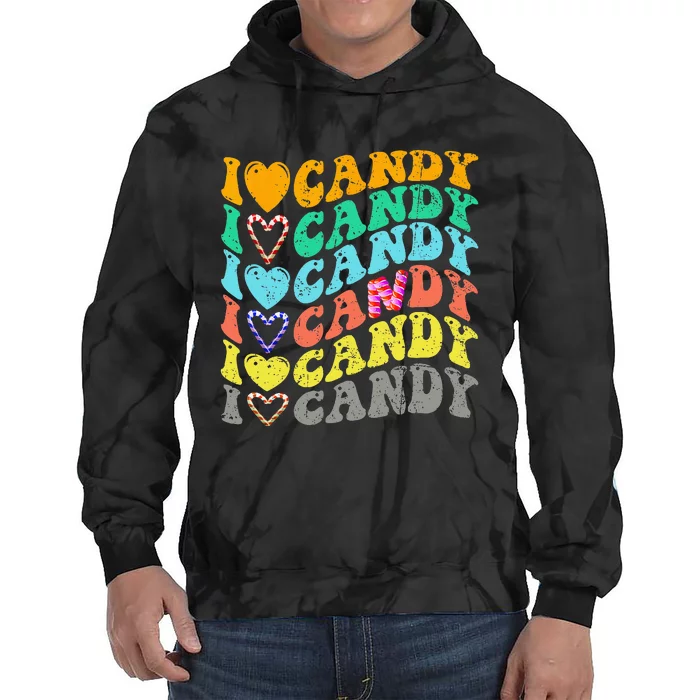 I Love Candy Halloween Party Cute Trick Or Treat Candyland Tie Dye Hoodie