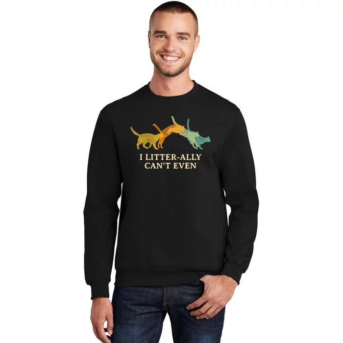 I Litterally Can't Even Cat Lover Funny Kitten Humor Tall Sweatshirt