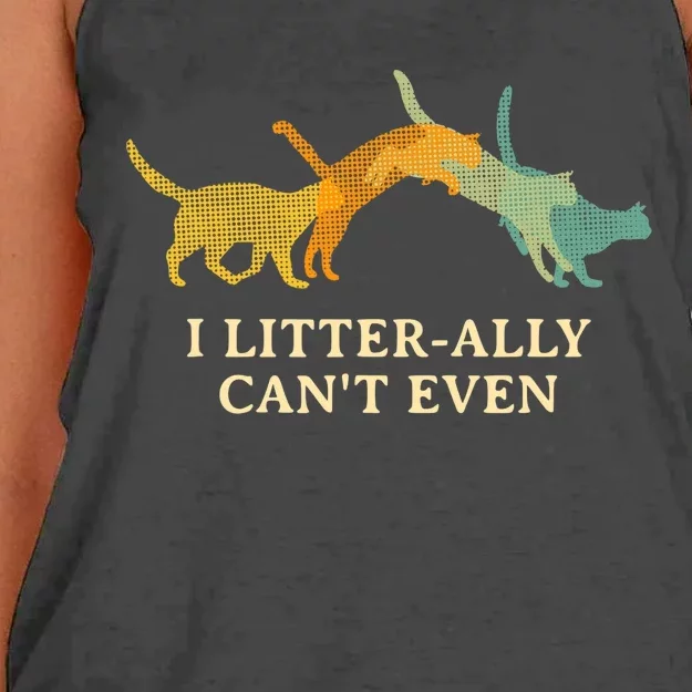 I Litterally Can't Even Cat Lover Funny Kitten Humor Women's Knotted Racerback Tank