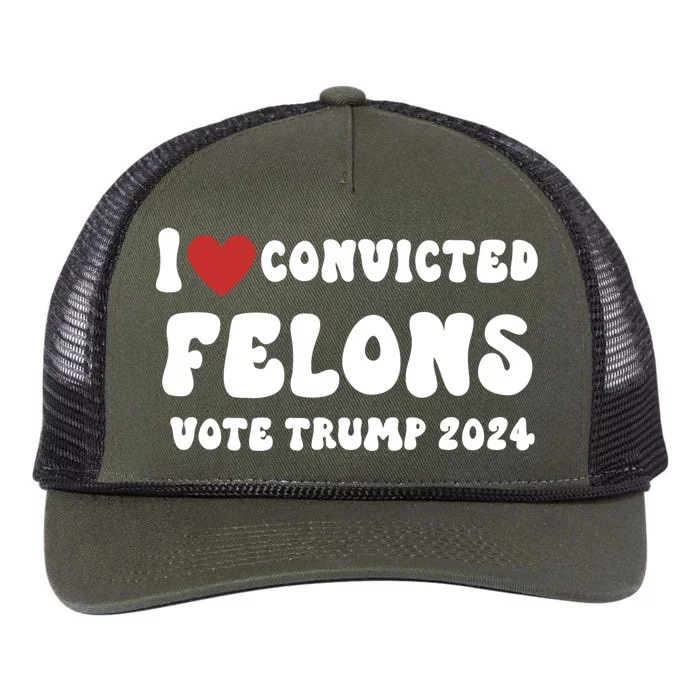 I Love Convicted Felons Vote Trump 2024 Election Gift Retro Rope Trucker Hat Cap