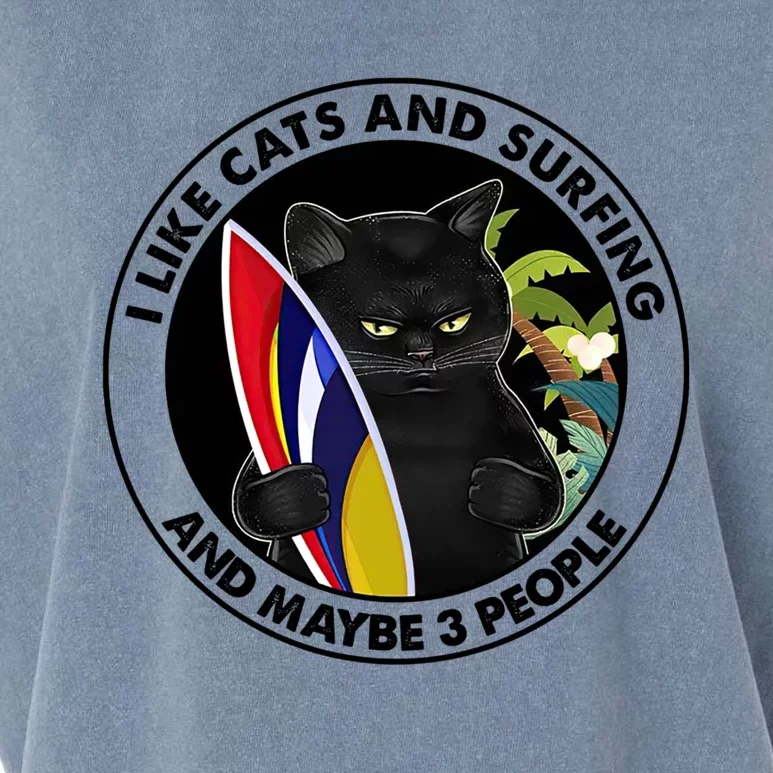 I Like Cats And Surfing And Maybe 3 People Black Cat Mom Funny Gift Garment-Dyed Women's Muscle Tee