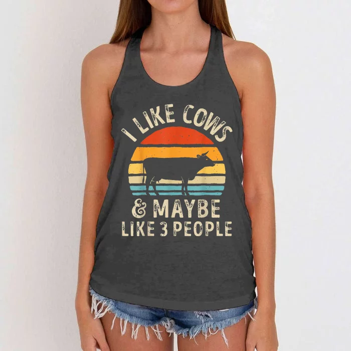 I Like Cows And Maybe Like 3 People Cow Farmr Women's Knotted Racerback Tank