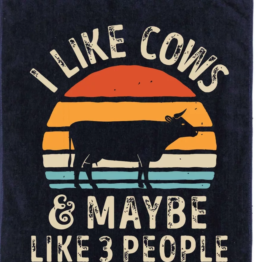 I Like Cows And Maybe Like 3 People Cow Farm Farmer Retro Platinum Collection Golf Towel