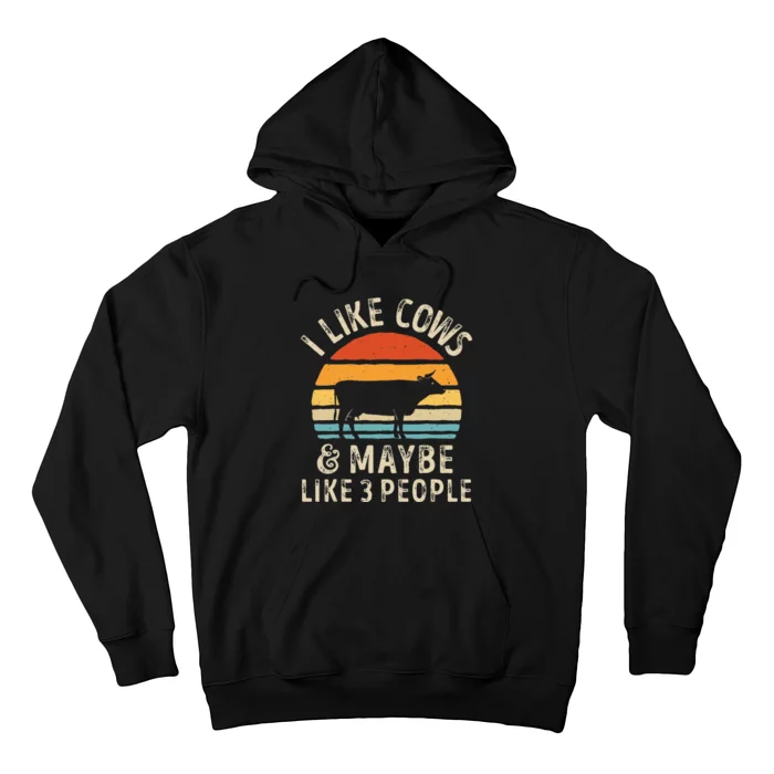 I Like Cows And Maybe Like 3 People Cow Farm Farmer Retro Hoodie