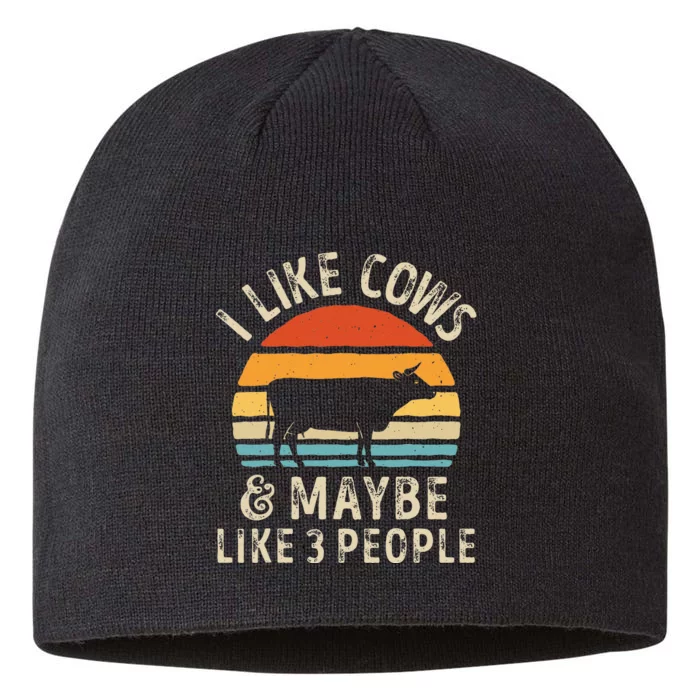 I Like Cows And Maybe Like 3 People Cow Farm Farmer Retro 8 1/2in Sustainable Knit Beanie