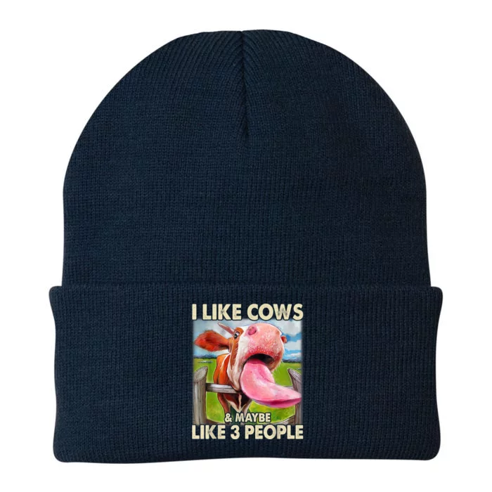 I Like Cows And Maybe Like 3 People Cow Lover Farmer Knit Cap Winter Beanie