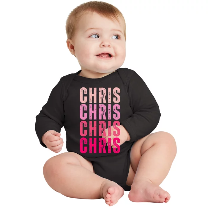 I Love Chris First Name Chris Baby Long Sleeve Bodysuit