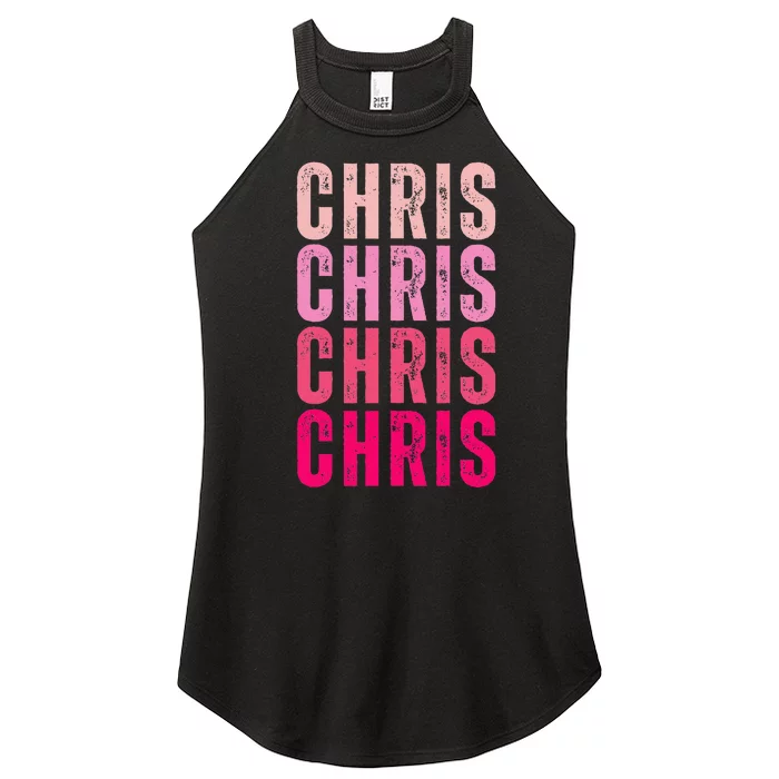 I Love Chris First Name Chris Women’s Perfect Tri Rocker Tank