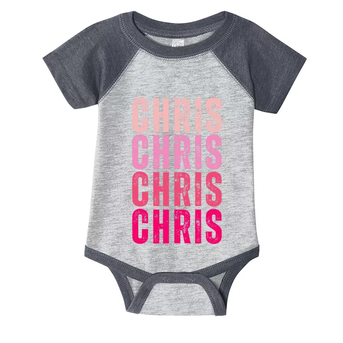 I Love Chris First Name Chris Infant Baby Jersey Bodysuit