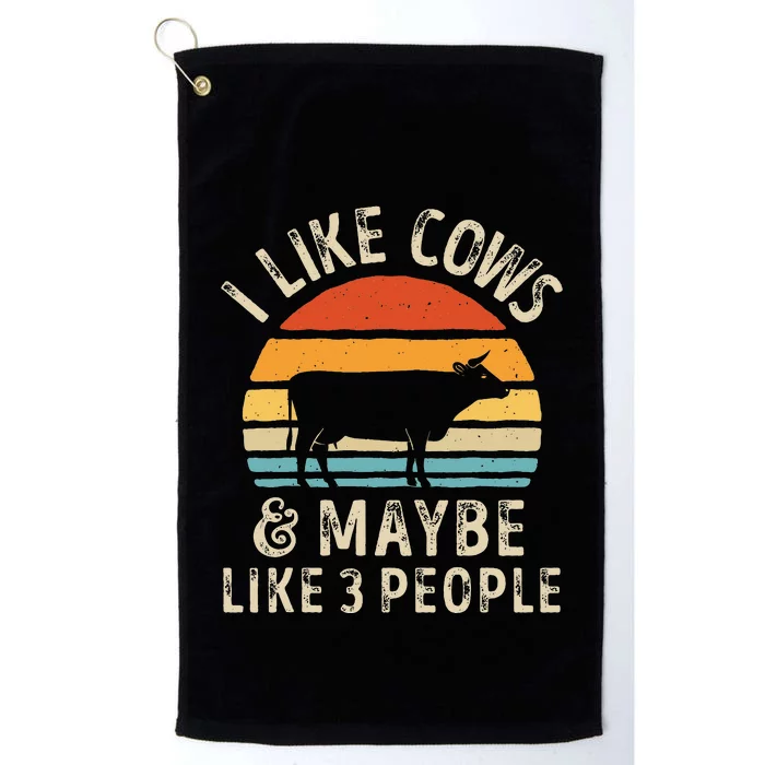 I Like Cows And Maybe Like 3 People Cow Farm Farmer Retro Platinum Collection Golf Towel