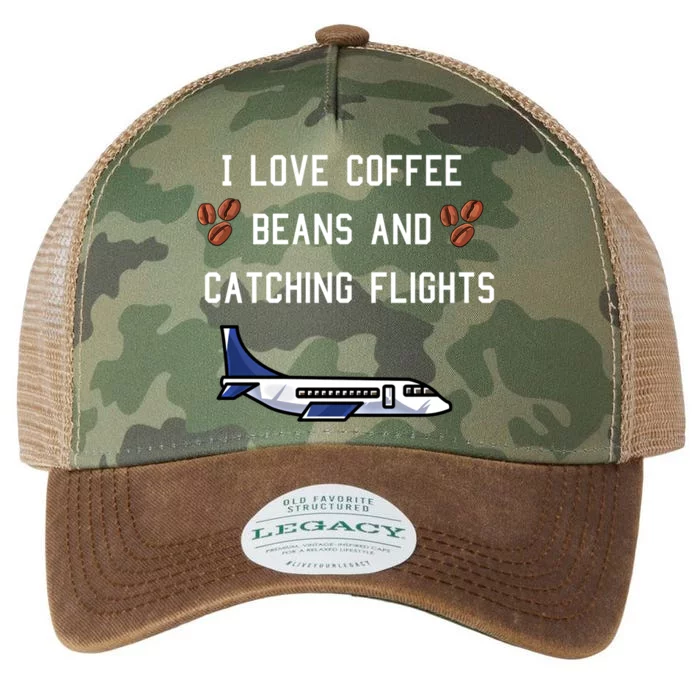 I Love Coffee Beans And Catching Flights Design Meaningful Gift Legacy Tie Dye Trucker Hat