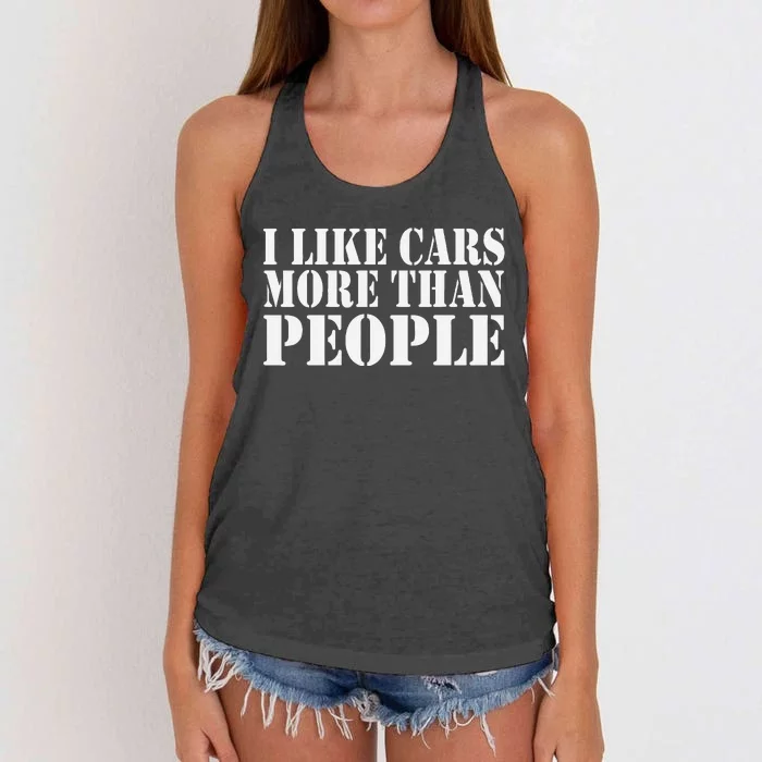 I Like Cars More Than People Funny Car Mechanic Dad Husband Women's Knotted Racerback Tank