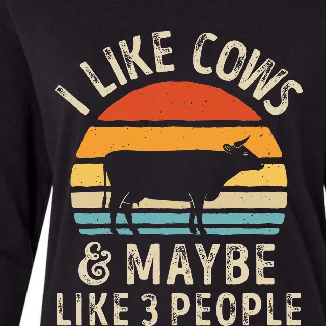 I Like Cows And Maybe Like 3 People Cow Farm Womens Cotton Relaxed Long Sleeve T-Shirt