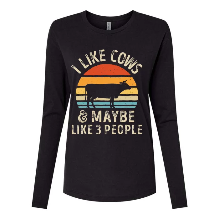 I Like Cows And Maybe Like 3 People Cow Farm Womens Cotton Relaxed Long Sleeve T-Shirt