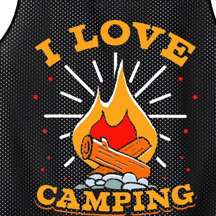 I Love Camping Lover Camp Campsite Camper Mesh Reversible Basketball Jersey Tank