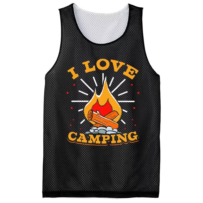 I Love Camping Lover Camp Campsite Camper Mesh Reversible Basketball Jersey Tank