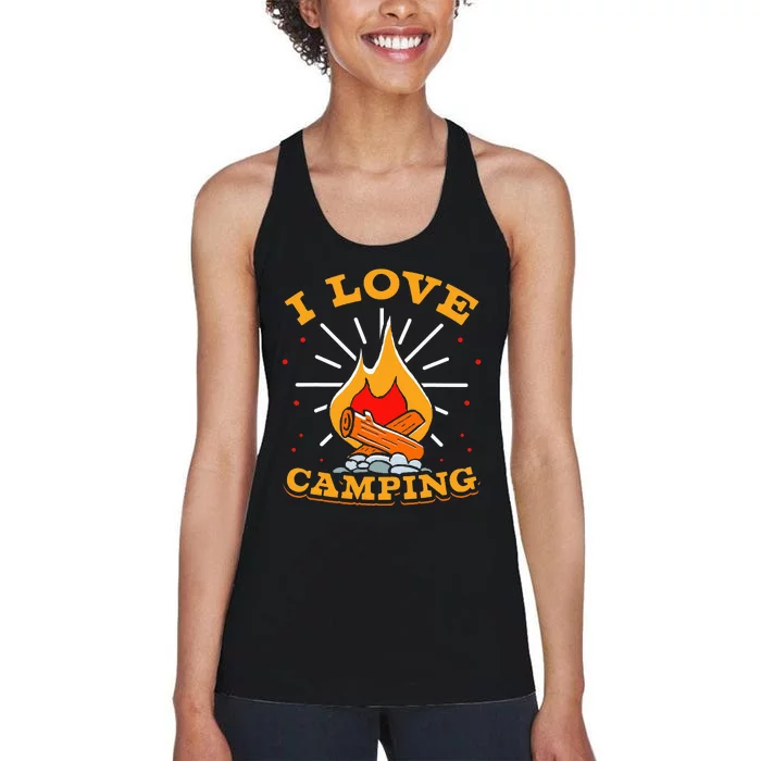 I Love Camping Lover Camp Campsite Camper Women's Racerback Tank