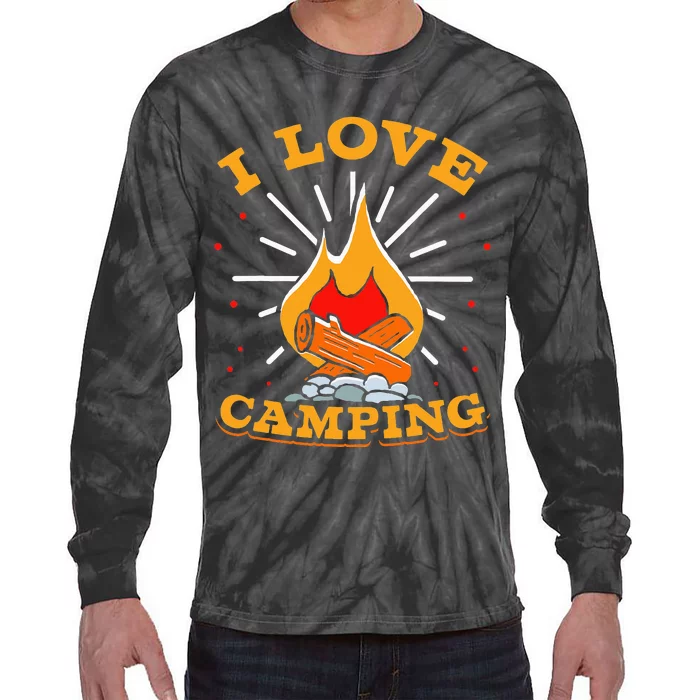 I Love Camping Lover Camp Campsite Camper Tie-Dye Long Sleeve Shirt