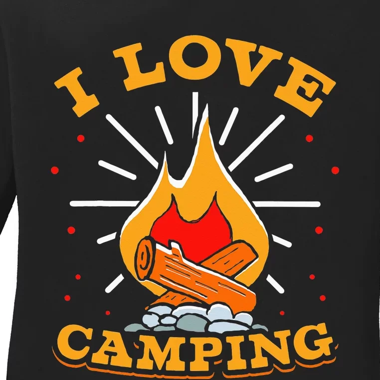 I Love Camping Lover Camp Campsite Camper Ladies Long Sleeve Shirt