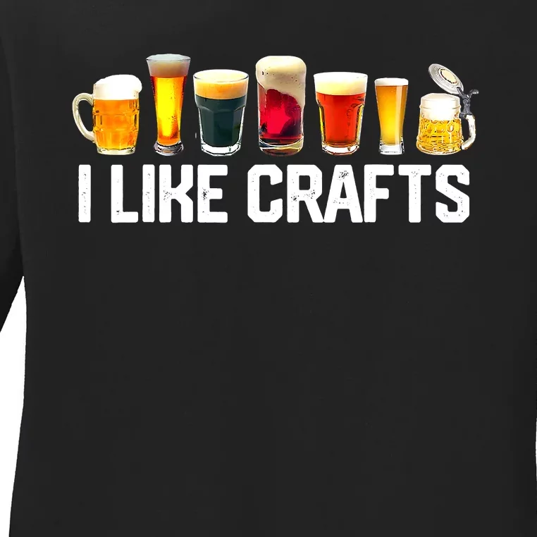 I Like Craft Beer Microbrew Hops Funny Dad M.e.n Ladies Long Sleeve Shirt