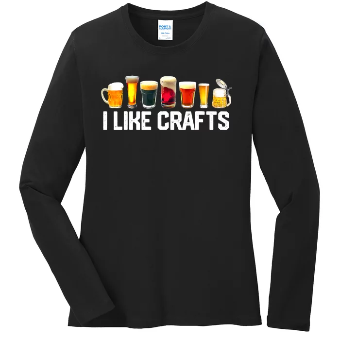 I Like Craft Beer Microbrew Hops Funny Dad M.e.n Ladies Long Sleeve Shirt