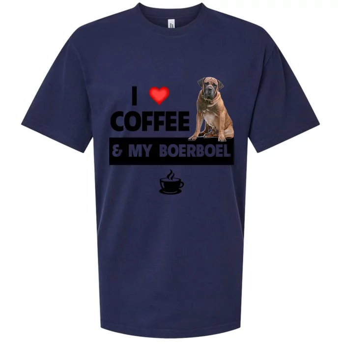 I Love Coffee And My Boerboel Hunting Dog Mom Dad Caffeine Great Gift Sueded Cloud Jersey T-Shirt