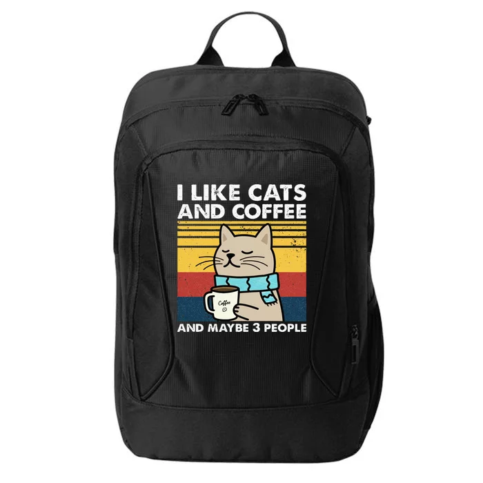 I Like Cats And Coffee And Maybe 3 People Retro Coffee Lover City Backpack