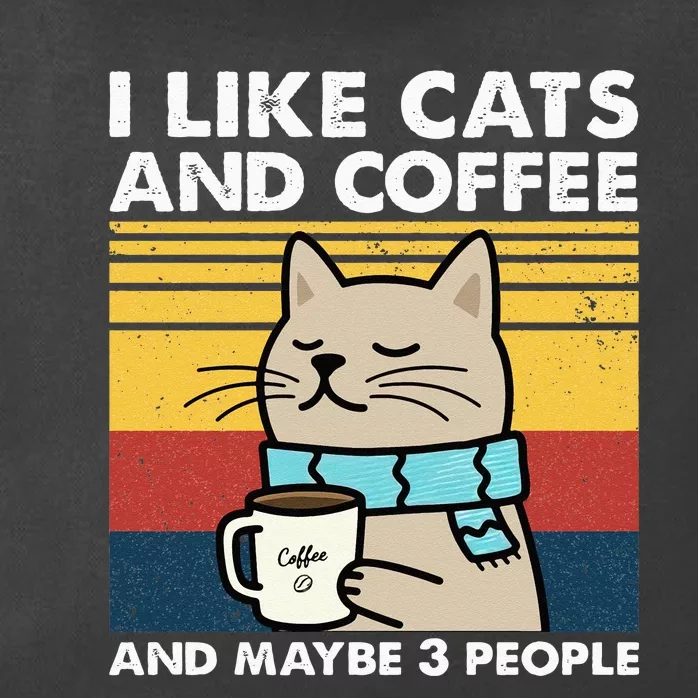 I Like Cats And Coffee And Maybe 3 People Retro Coffee Lover Zip Tote Bag