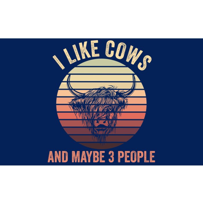 I Like Cows And Maybe 3 People Retro Highland Scottish Cow Bumper Sticker