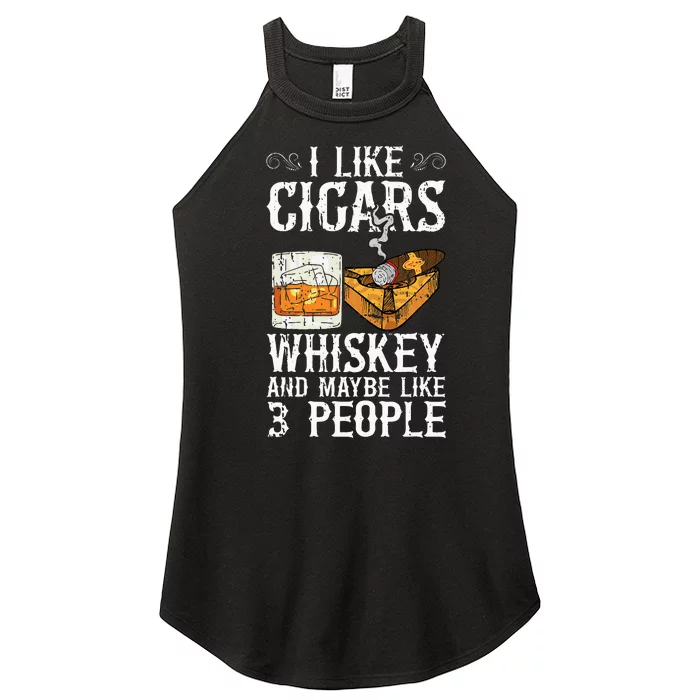 I Like Cigars Whiskey And Maybe 3 People Cigar Lounge Women’s Perfect Tri Rocker Tank