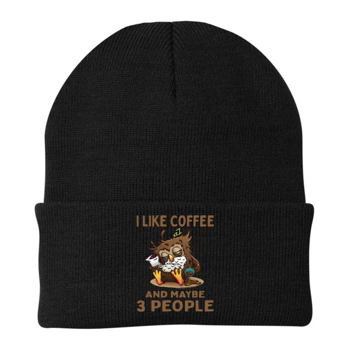 I Like Coffee And Maybe 3 People Sarcastic Coffee Lover Knit Cap Winter Beanie