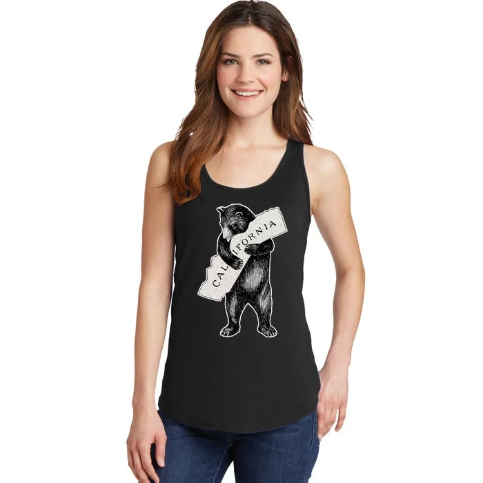 I Love California Artretro Vintage Cali Pride Bear Ladies Essential Tank