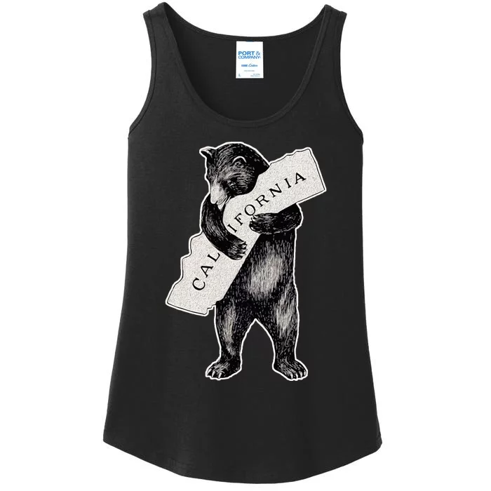 I Love California Artretro Vintage Cali Pride Bear Ladies Essential Tank