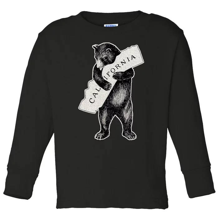 I Love California Artretro Vintage Cali Pride Bear Toddler Long Sleeve Shirt